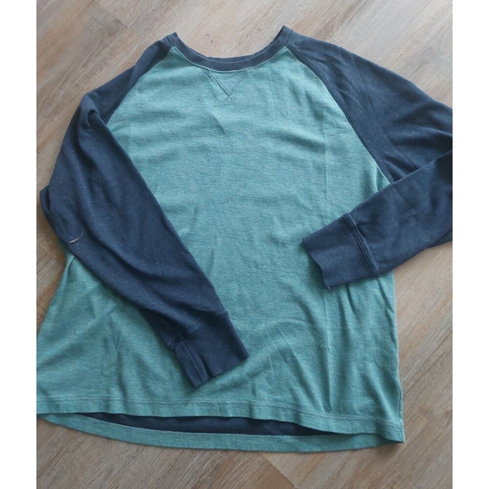 LL Bean Long Sleeve Knit Color Block Crew Neck Size Xl Green and blue